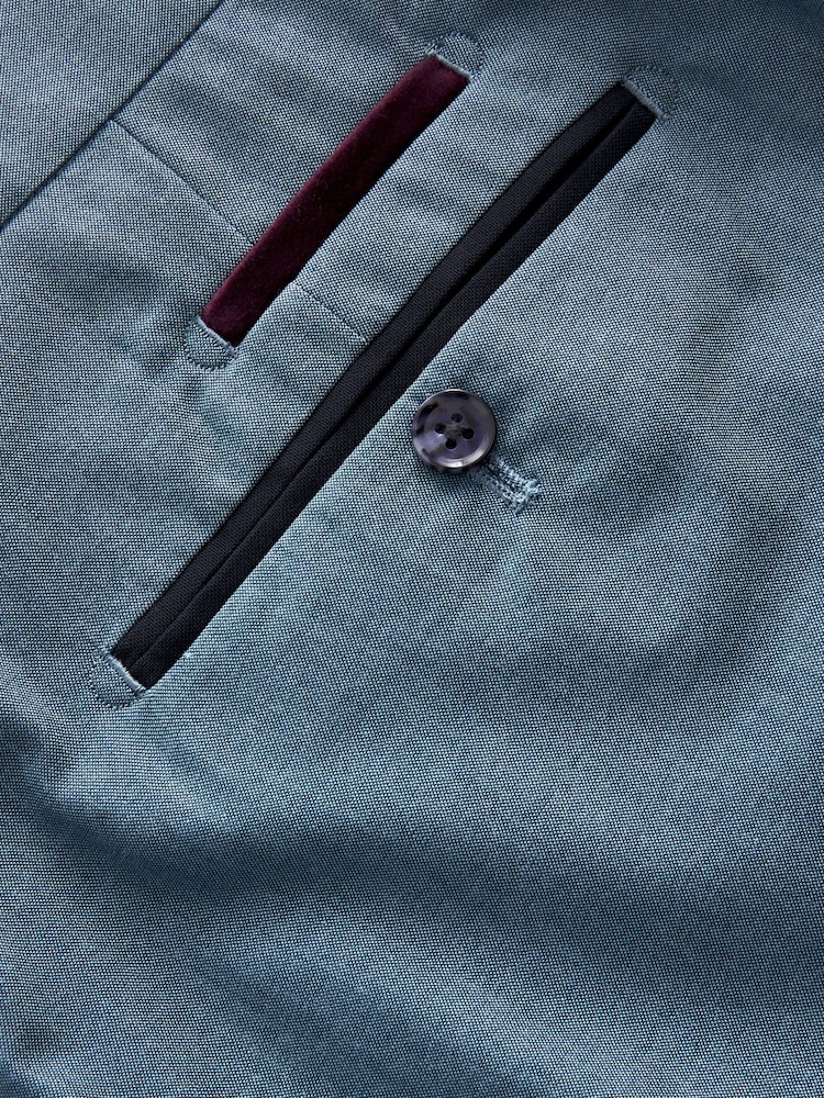 Light Blue Slim Fit Trimmed Suit Trousers - Image 8 of 8