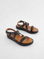 Black Forever Comfort® Flatform Strappy Sandals - Image 3 of 9