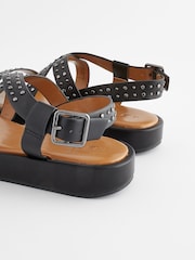 Black Forever Comfort® Flatform Strappy Sandals - Image 6 of 9