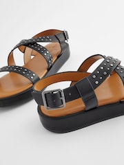 Black Forever Comfort® Flatform Strappy Sandals - Image 7 of 9