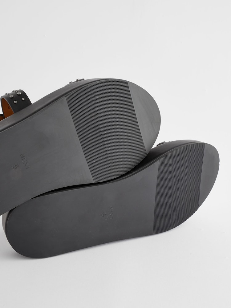 Black Forever Comfort® Flatform Strappy Sandals - Image 9 of 9