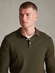 U.S. Polo Assn. Green Moss Stitch Long Sleeve Knit Polo Shirt - Image 2 of 6