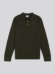 U.S. Polo Assn. Green Moss Stitch Long Sleeve Knit Polo Shirt - Image 5 of 6