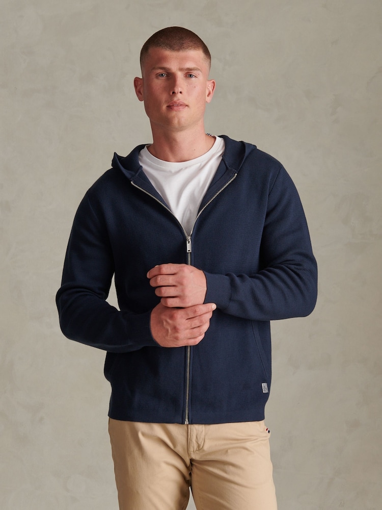 U.S. Polo Assn Blue Zip Through Knitted Hoodie - Image 1 of 4 U.S. Polo Assn Blue Zip Through Knitted Hoodie - Image 1 of 4