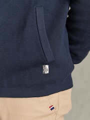 U.S. Polo Assn Blue Zip Through Knitted Hoodie - Image 4 of 4
