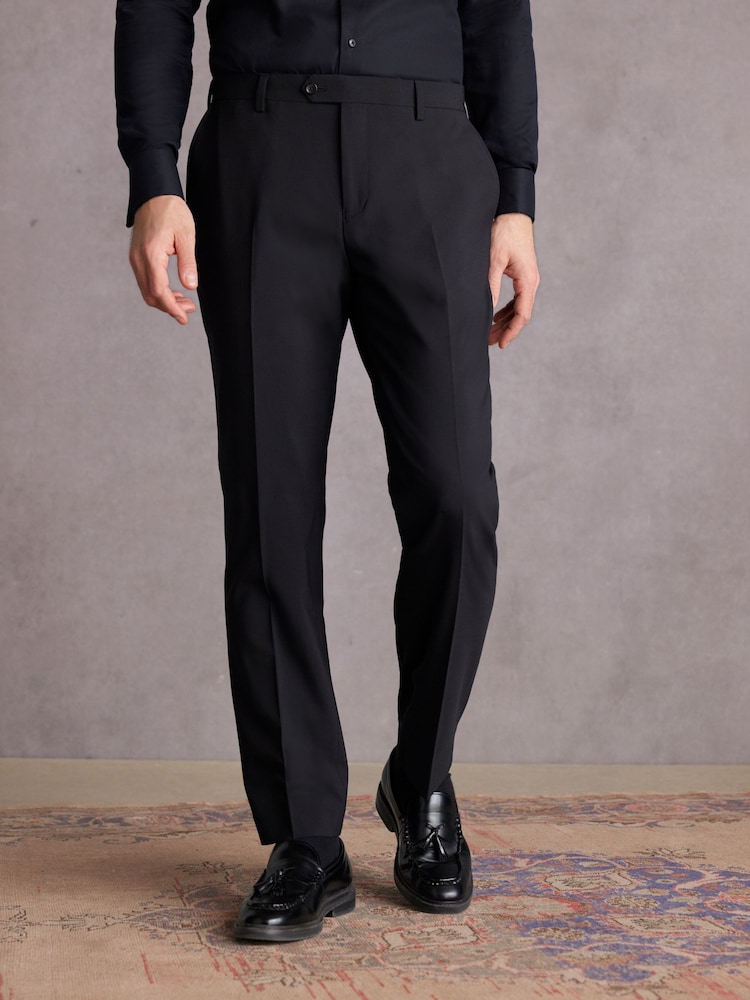 Black Regular Fit Signature Tollegno Italian Fabric Suit Trousers - Image 1 of 8