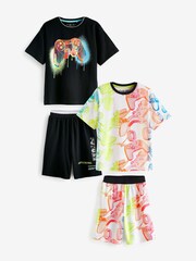 Black/Coral Pink Gamer Short Pyjamas 2 Pack (6-16yrs) - Image 1 of 6