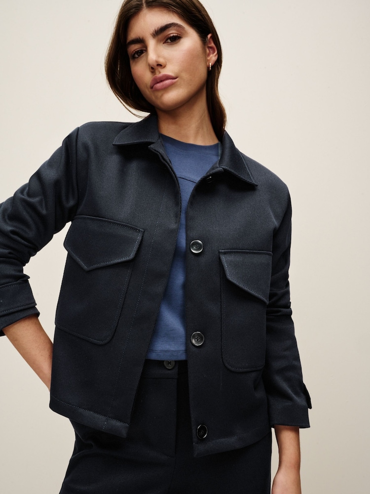 Navy Twill Boxy Jacket - Image 1 of 7