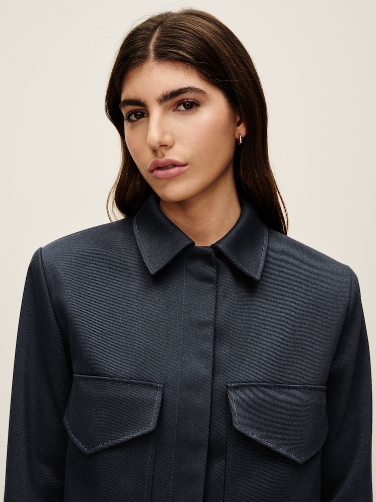 Navy Twill Boxy Jacket - Image 4 of 7