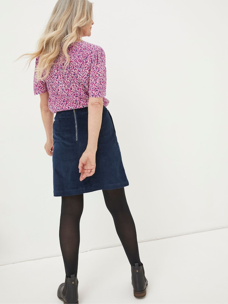 FatFace Blue Eliza Cord Skirt - Image 2 of 4