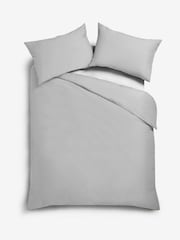 Grey Silver Cotton Rich Plain Duvet Cover and Pillowcase Set - Image 2 of 3
