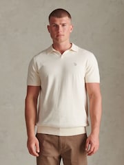 U.S. Polo Assn Cream Combed Cotton Double Horsemen Revere Polo Shirt - Image 5 of 7