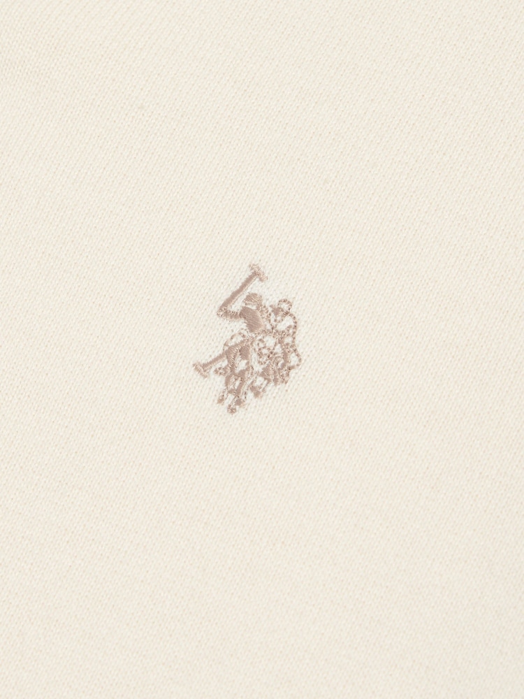 U.S. Polo Assn Cream Combed Cotton Double Horsemen Revere Polo Shirt - Image 7 of 7
