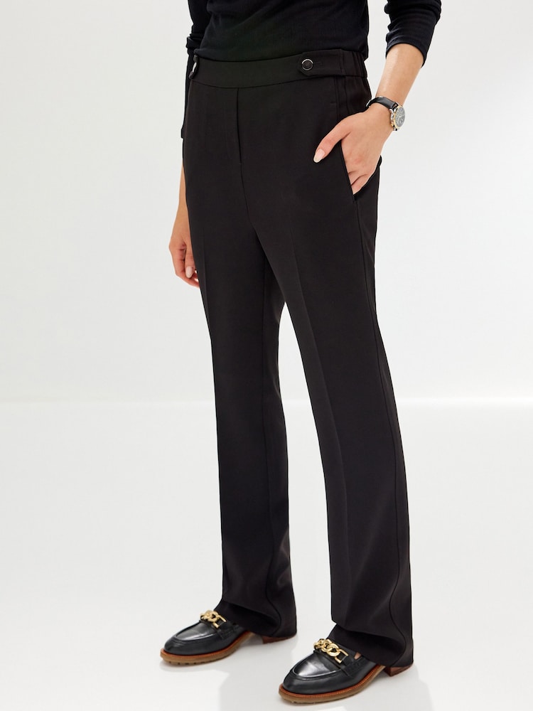 Schwarz - Elegante Bootcut-Hose mit Gummizug hinten - Bild 2 von 7