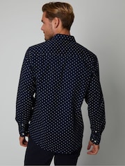 Threadbare Blue Geometric Print Long Sleeve Shirt With Stretch - Image 2 of 4
