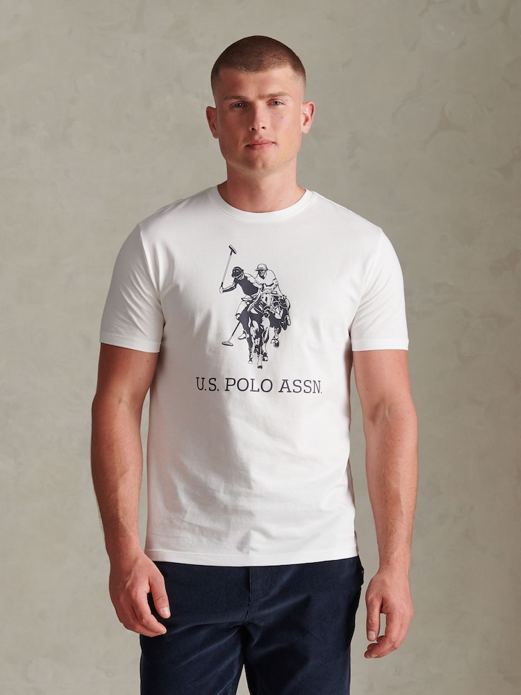 Blanco - U.S. Polo Assn. Large Double Horsemen Graphic T-Shirt - Imagen 1 de 4