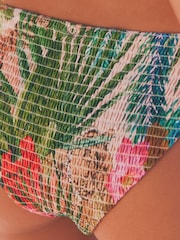 Tropical Print Tie Side Shirred Bikini Bottoms - Image 5 of 6