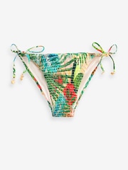 Tropical Print Tie Side Shirred Bikini Bottoms - Image 6 of 6