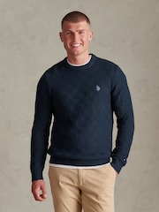 U.S. Polo Assn Mens үлкен торлы текстуралы тоқылған джемпірі - 5суретінің 1 суреті