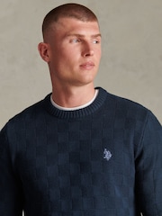 U.S. Polo Assn Mens үлкен торлы текстуралы тоқылған джемпірі - 5суретінің 2 суреті
