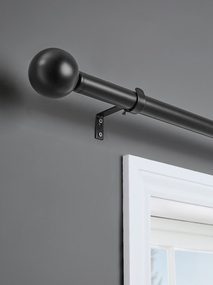 Black Ball Finial Extendable Curtain 35mm Pole Kit - Image 1 of 5
