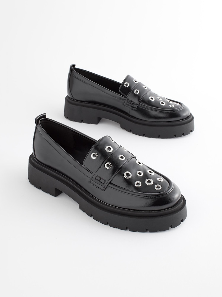 Black/Silver Forever Comfort® Chunky Loafers - Image 1 of 6