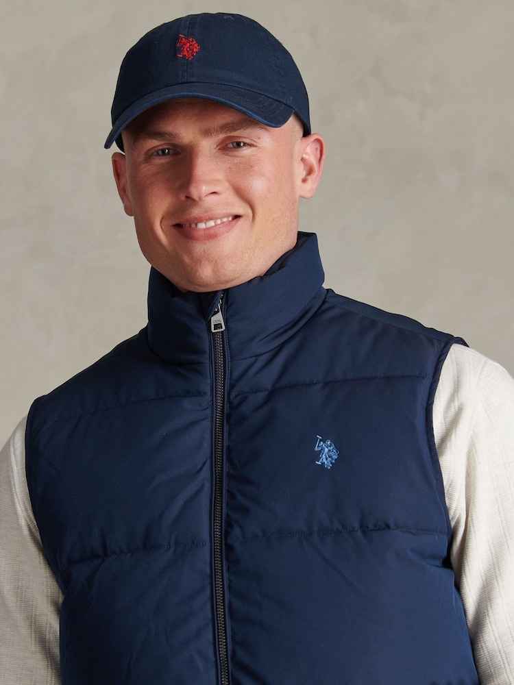 U.S. Polo Assn. Blue Heavyweight Wide Baffle Gilet - Image 2 of 9 U.S. Polo Assn. Blue Heavyweight Wide Baffle Gilet - Image 2 of 9