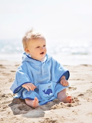 JoJo Maman Bébé Blue Whale Towelling Poncho - Image 1 of 3