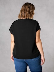 Live Unlimited Black Curve Knitted Cotton T-Shirt - Image 2 of 5