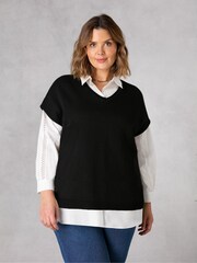 Live Unlimited Black Curve Knitted Cotton T-Shirt - Image 3 of 5