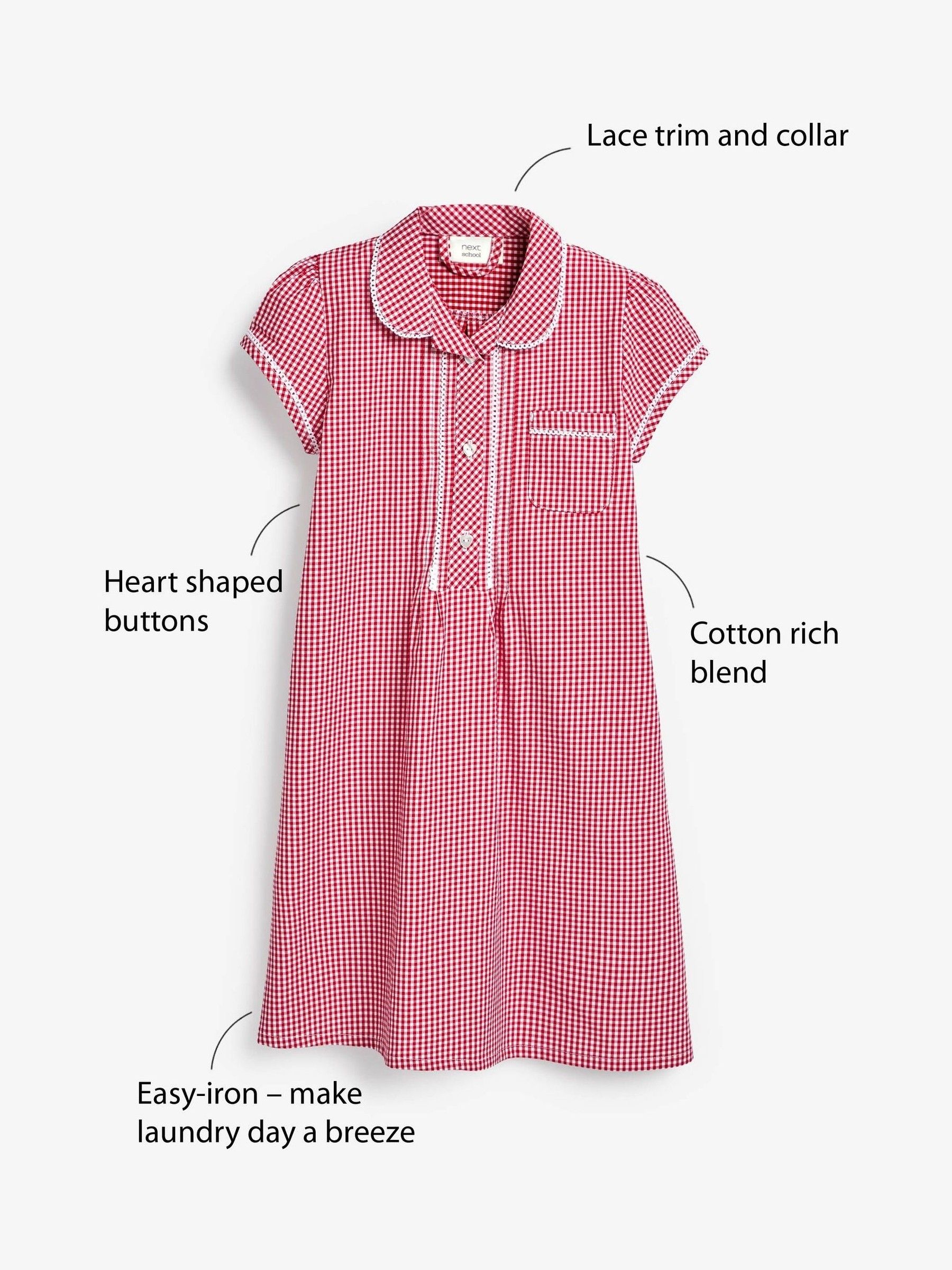 Red and white gingham school dress clearance