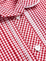 Red Cotton Rich Button Front Lace Gingham School Dress (3-14yrs) - Image 8 of 8