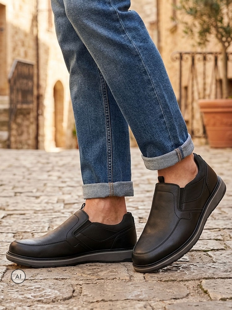Pavers Black Casual Laceless Slip On Shoes - Image 1 of 6 Pavers Black Casual Laceless Slip On Shoes - Image 1 of 6