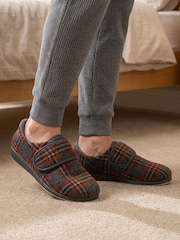 Pavers Grey EasyFit Sven Extra Wide Adjustable Fasten Slippers - Image 1 of 6