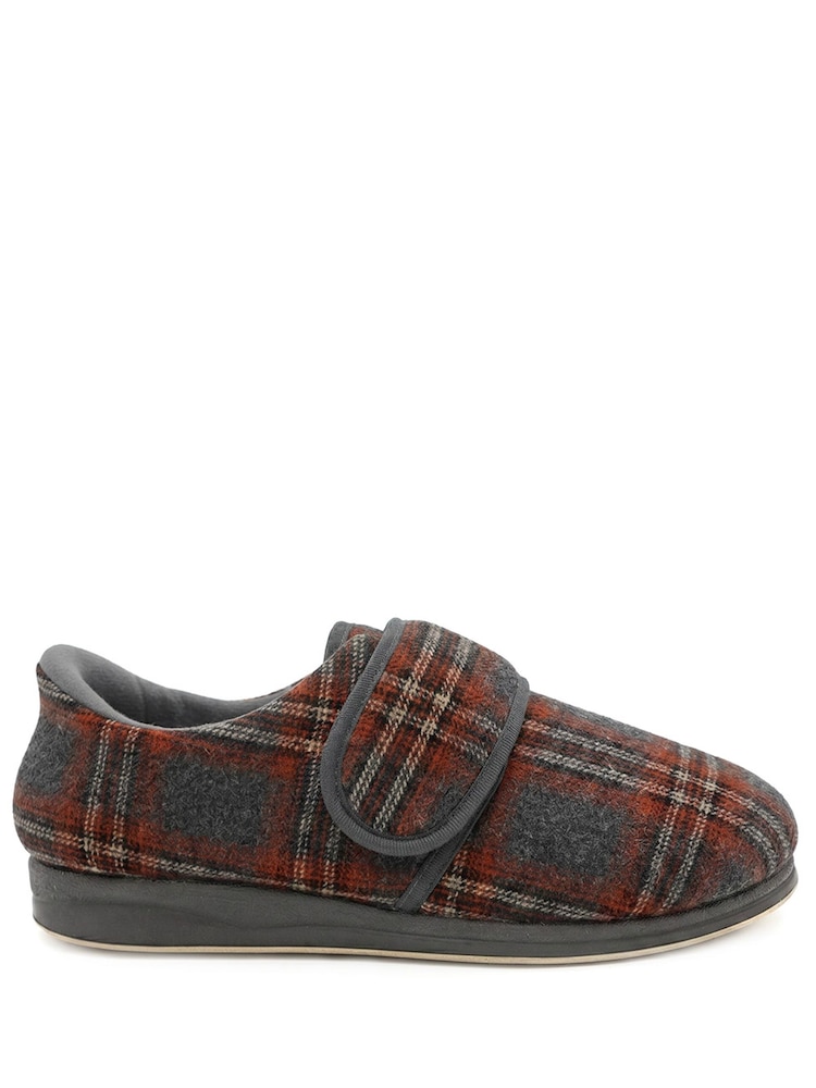Pavers Grey EasyFit Sven Extra Wide Adjustable Fasten Slippers - Image 2 of 6