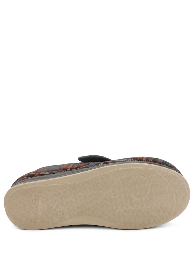 Pavers Grey EasyFit Sven Extra Wide Adjustable Fasten Slippers - Image 6 of 6