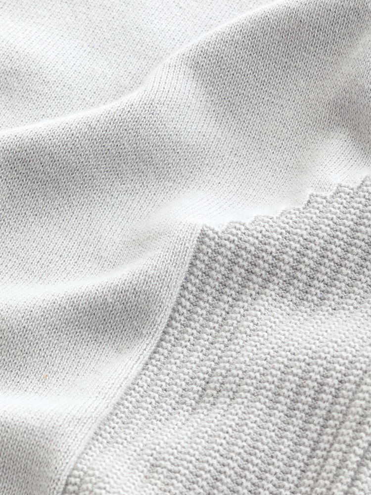 Grey Knitted Textured Panel Regular Fit Polo Shirt - Image 2 of 3