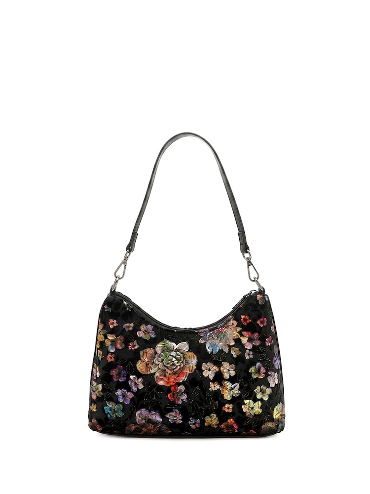 Pavers Black Floral Lightweight Cross-Body Bag - Image 2 of 6 Pavers Black Floral Lightweight Cross-Body Bag - Image 2 of 6