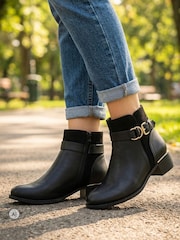 Pavers Black Bellissimo Buckle Detail Ankle Boots - Image 1 of 6