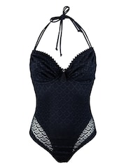 Pour Moi Black Castaway Adjustable Halter Underwired Swimsuit - Image 4 of 5