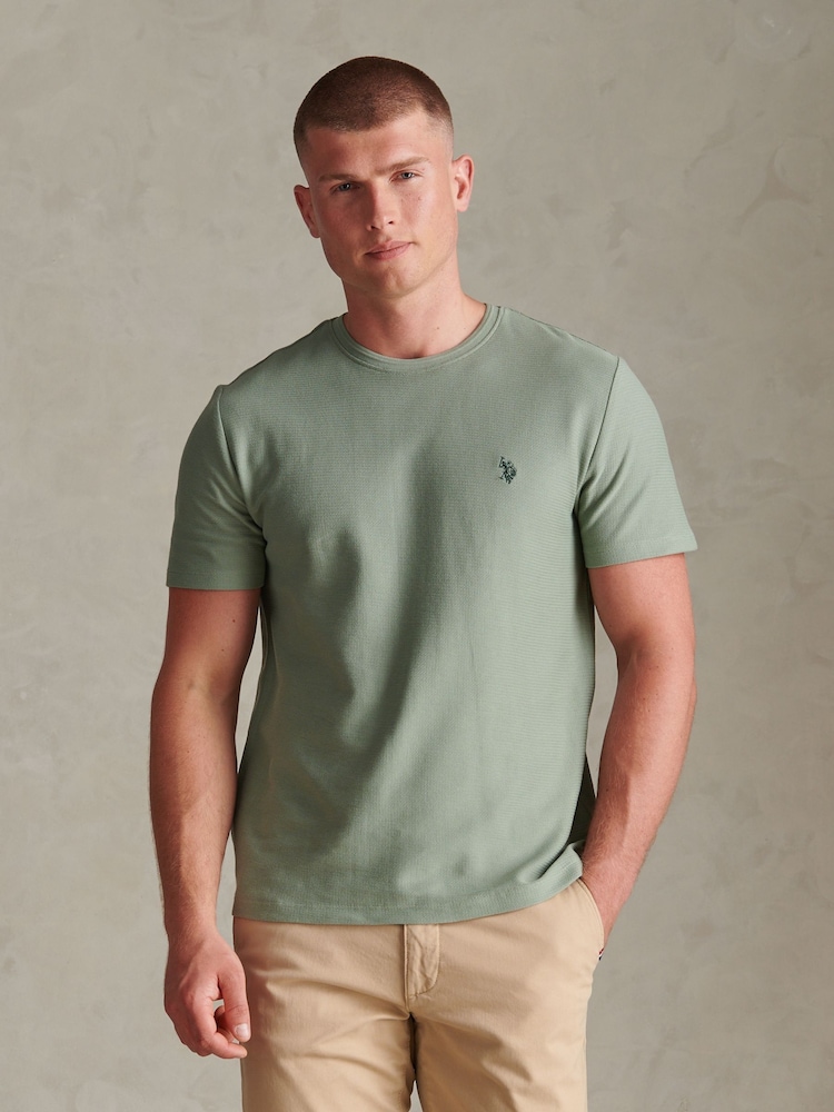 Grün - U.S. Polo Assn Herringbone Jersey T-Shirt - Bild 1 von 4