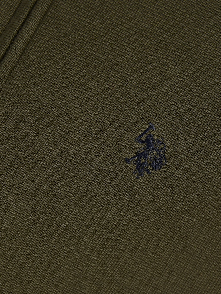 Жасыл - U.S. Polo Assn. Мақтадан жасалған ширек сыдырмалы воронкалы джемпер - 3суретінің 2 суреті
