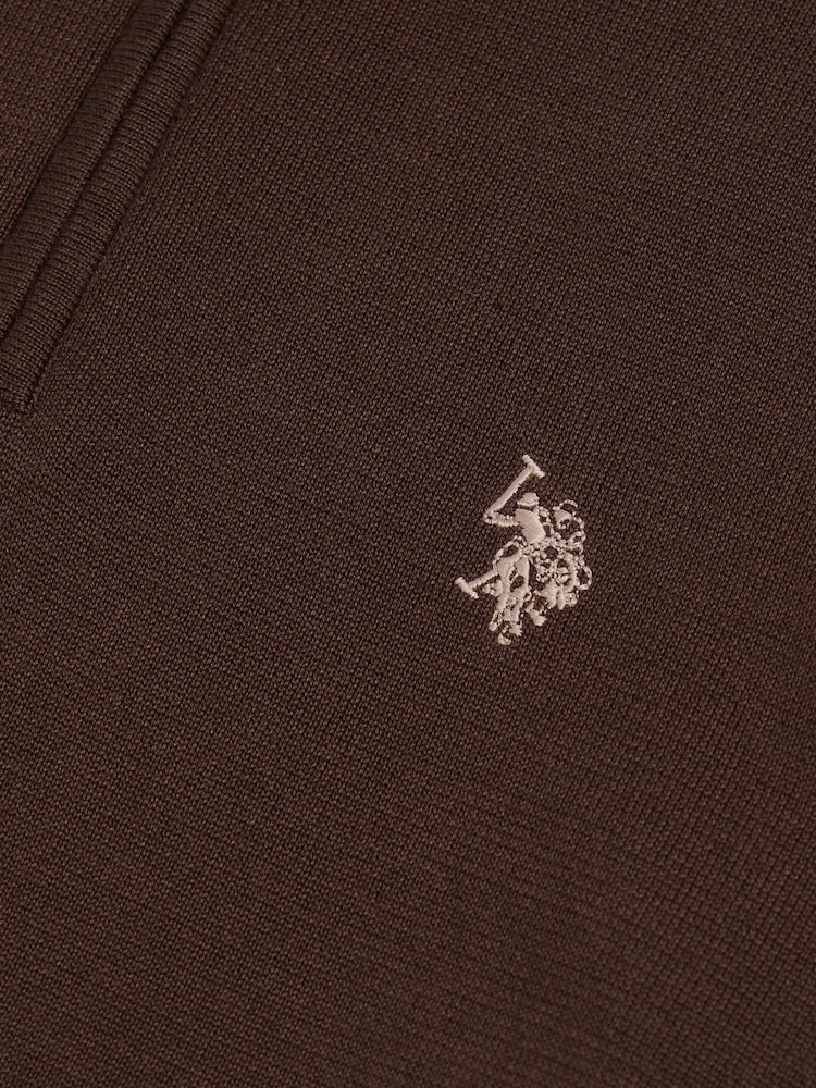 Қоңыр - U.S. Polo Assn. Мақтадан жасалған ширек сыдырмалы воронкалы джемпер - 3суретінің 2 суреті