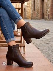 Pavers Brown Block Heel Ankle Boots - Image 1 of 6