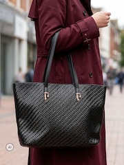 Pavers Black Woven Zip Close Shoulder Bag - Image 1 of 6
