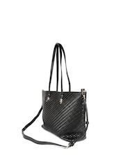Pavers Black Woven Zip Close Shoulder Bag - Image 3 of 6