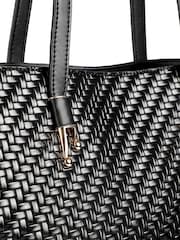 Pavers Black Woven Zip Close Shoulder Bag - Image 5 of 6