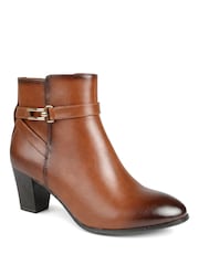 Kellanruskea Ruskea - Pavers Smart Block Heel Ankle Boots With Buckle Detail - Kuva 2 / 6