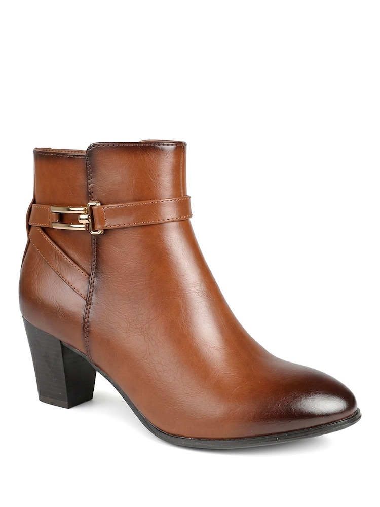 Kellanruskea Ruskea - Pavers Smart Block Heel Ankle Boots With Buckle Detail - Kuva 2 / 6 Kellanruskea Ruskea - Pavers Smart Block Heel Ankle Boots With Buckle Detail - Kuva 2 / 6