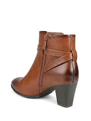 Kellanruskea Ruskea - Pavers Smart Block Heel Ankle Boots With Buckle Detail - Kuva 3 / 6